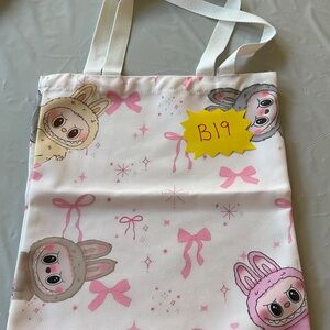 B19, NWOT Canvas Labubu Character Tote Bag–Open-Top Double-Sided Design